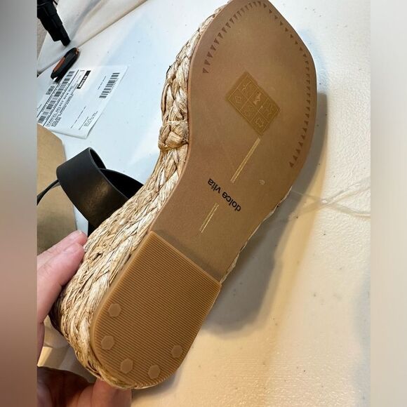 NIB Dolce Vita Women’s Aldona Black Leather Espadrille Wedge Buckle Strap - 7.5 - Picture 10 of 10